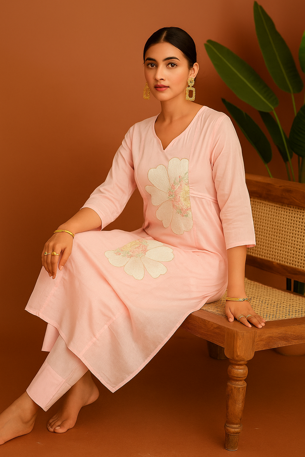 Mul Cotton Applique Kurti Set - AZZLIAS WARDROBE